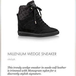 Louis Vuitton Women's Black Suede Millenium Wedge Sneaker – Luxuria & Co.